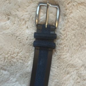 Navy and black leather belt
